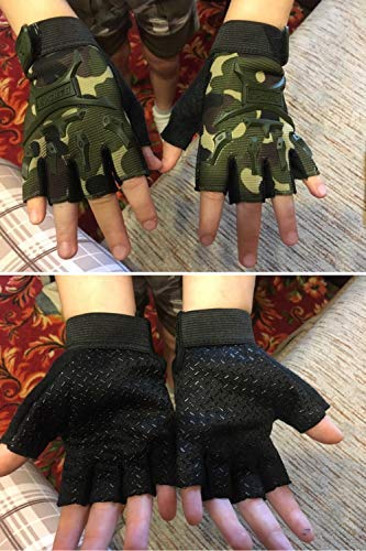 Long Keeper Guantes de Ciclismo Medio Dedo para niños de 4 a 9 años Guantes Bicicleta para Infantil Guantes Deporte Antideslizantes (Camuflaje S)