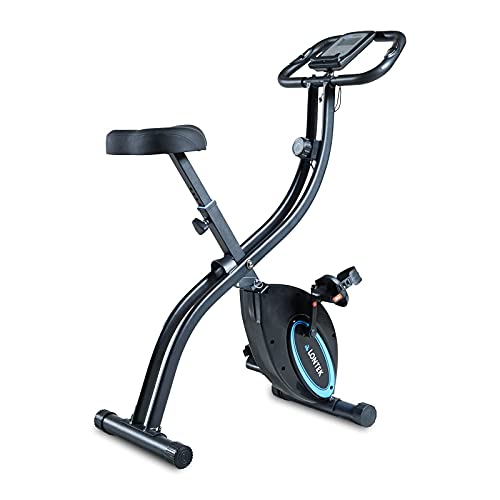 LONTEK Bicicleta Estática Plegable, 16-Niveles de Magnetorresistencia Ajustable, Bicicleta Estática Fitness Silenciosa para Casa, Bicicleta de Ejercicio con Sensor de Pulso, Peso Máximo 100KG