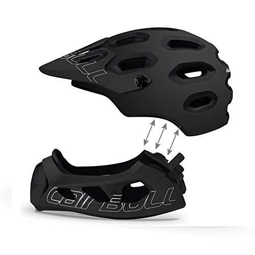 LOO LA Casco de Bicicleta de Barbilla Protectora extraíble, Casco de Seguridad, Ligero, Transpirable, para Deportes al Aire Libre, Unisex Adulto, 19 respiraderos,Negro