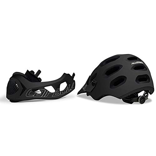 LOO LA Casco de Bicicleta de Barbilla Protectora extraíble, Casco de Seguridad, Ligero, Transpirable, para Deportes al Aire Libre, Unisex Adulto, 19 respiraderos,Negro