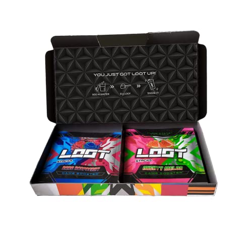 LOOT® - Pack de 7 + 1 unidades | Game Booster 8 x 8g | 1 muestra por sabor | Concentración – Resistencia – Capacidad de reacción | Energy Drink | Encuentre su sabor favorito
