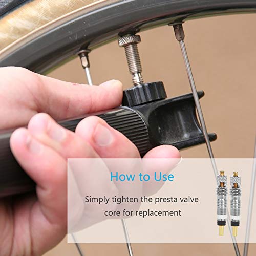 LOPOTIN 10pcs Núcleo Válvula Presta Universal de Metal con 10 Tapas Válvula Plástico para Bicicleta Carretera MTB Repuesto Bici Tapas Polvo Neumáticos Bicicleta sin Cámara Negro Tamaño Universal