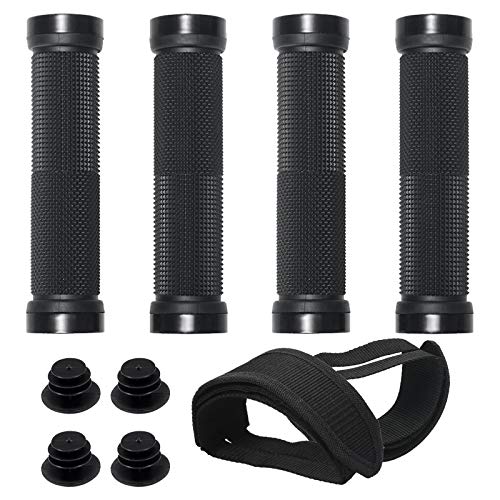 LOPOTIN 4pcs Puños para Bicicleta Negros Manillar Repuesto Vendaje Pedales Antideslizante Accesorio Bici Componento para Bicicleta Montaña Carretera Plegables BMX MTB Manillar 3.5cm* 13cm Unisex.