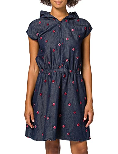 Love Moschino Embroidered Allover "ladybirds"_chambray Hooded Dress, vestido Mujer, Azul (Embroidery 8001), 36 (Talla fabricante: 40)