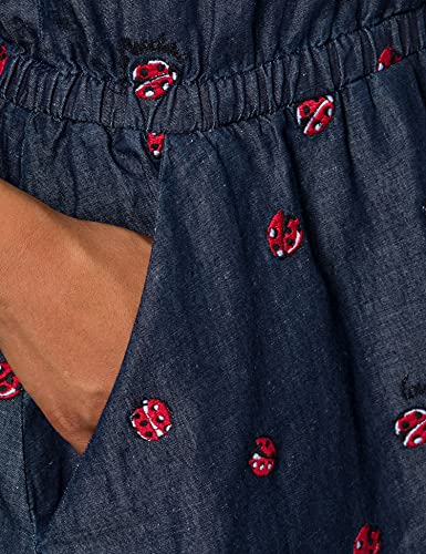 Love Moschino Embroidered Allover "ladybirds"_chambray Hooded Dress, vestido Mujer, Azul (Embroidery 8001), 36 (Talla fabricante: 40)