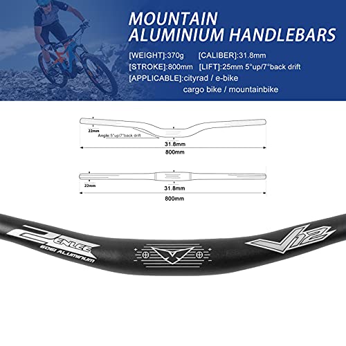 LS LETONG SINIAN Mountain Bike Manillar, Manillar Bicicleta de Montaña con Elevador de Aleación de Aluminio, 31.8mm|800mm Bike Handlebars, for MTB Road Cycling Folding Racing XC/Am Handle Bar