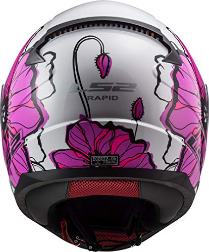 LS2, Casco integral de moto Rapid, poppies, XS