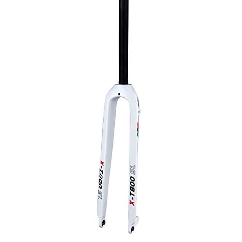 LSRRYD 26 27.5 29 Pulgadas Carbon Fibre Horquilla MTB Horquilla Rígida Freno De Disco Bicicleta De Montaña 9mm QR 1-1/8 535g (Color : White, Size : 26'')