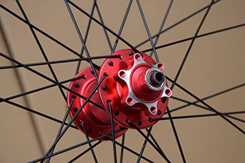LSRRYD 26/27.5/29 Pulgadas Bicicleta Montaña Disco Freno Ruedas Juego MTB Rueda Liberación Rápida 32H Llanta Buje para 7/8/9/10/11/12 Velocidad 2015g (Color : Red hub, Size : 29 Inch)