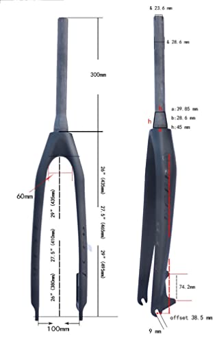 LSRRYD 26/27.5/29 Pulgadas Horquilla Rígida Freno De Disco Full Carbon Fibre Horquilla MTB 1-1/2 Horquillas QR 9mm 560g (Size : 27.5'')