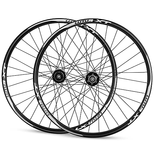 LSRRYD Bicicleta Montaña Disco Freno Ruedas Juego 26/27.5/29 Pulgadas MTB Rueda Liberación Rápida 32H Llanta Buje para 7/8/9/10/11/12 Velocidad 2015g (Color : Black hub, Size : 29 Inch)