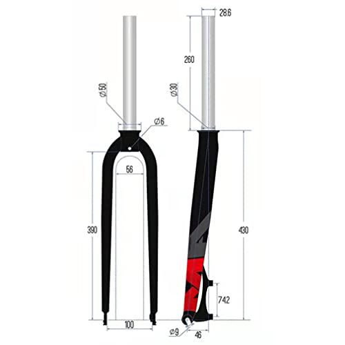 LSRRYD Horquilla MTB 26 27.5 29 Pulgadas Horquilla Rígida Freno De Disco Bicicleta De Montaña AleacióN Aluminio Horquillas 1-1/8 Tubo Recto QR 9mm Ultraligera 820g