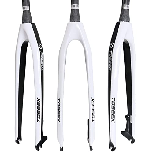 LSRRYD Horquilla Rígida 26/27.5/29 Pulgadas Full Carbon Fibre Horquilla De Bicicleta De Montaña 1-1/2 Freno De Disco 9mm QR 550g (Color : White, Size : 27.5'')