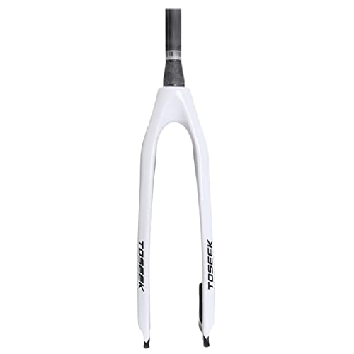 LSRRYD Horquilla Rígida 26/27.5/29 Pulgadas Full Carbon Fibre Horquilla De Bicicleta De Montaña 1-1/2 Freno De Disco 9mm QR 550g (Color : White, Size : 27.5'')