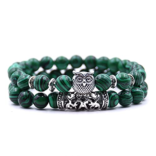 LSTGJ Búho Pulsera Joyería Piedras Pulseras Hombres Mujeres Bijoux Brazalete Conjunto (Metal Color : Y 501)