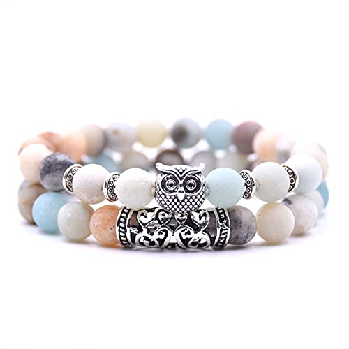 LSTGJ Búho Pulsera Joyería Piedras Pulseras Hombres Mujeres Bijoux Brazalete Conjunto (Metal Color : Y 501)