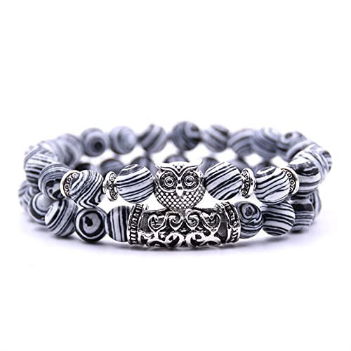 LSTGJ Búho Pulsera Joyería Piedras Pulseras Hombres Mujeres Bijoux Brazalete Conjunto (Metal Color : Y 501)