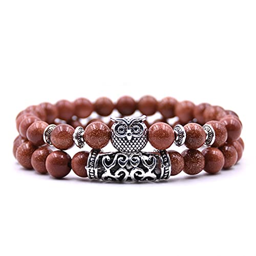 LSTGJ Búho Pulsera Joyería Piedras Pulseras Hombres Mujeres Bijoux Brazalete Conjunto (Metal Color : Y 501)