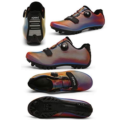 LU-Model Zapatillas de Ciclismo Elite SPD MTB para Hombres Mujeres Ideales para Bicicletas de montaña, Ciclismo de Ciclo XC en incluidos Colorful red-40