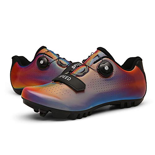 LU-Model Zapatillas de Ciclismo Elite SPD MTB para Hombres Mujeres Ideales para Bicicletas de montaña, Ciclismo de Ciclo XC en incluidos Colorful red-40