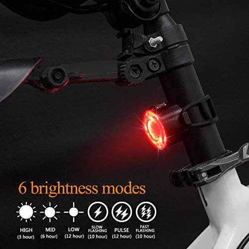 Luces Bicicleta, Impermeable Luz LED Bicicleta, 6 Modos de Brillo Luz Delantera Trasera, Recargable USB Bicicleta de Montaña o Carretera Seguridad para la Noche Luces