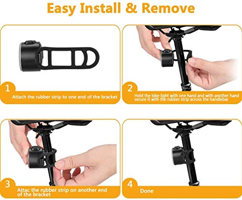 Luces Bicicleta,Recargable por USB Luz Bicicleta, 6 Modos de Brillo-Fácil de Instalar y Quitar,Niño, Niña y Adulto Luz Bicicleta .Adecuado para Cualquier Bicicleta, Mochila, Casco.