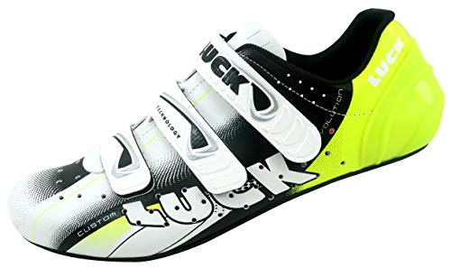 LUCK EVO Zapatillas de Ciclismo Carretera, Unisex Adulto, Amarillo, 43 EU