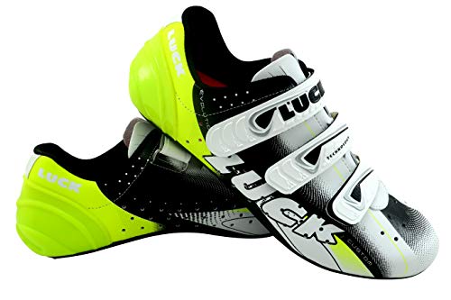 LUCK EVO Zapatillas de Ciclismo Carretera, Unisex Adulto, Amarillo, 43 EU