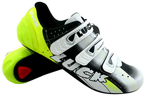 LUCK EVO Zapatillas de Ciclismo Carretera, Unisex Adulto, Amarillo, 43 EU