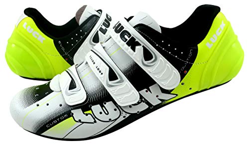 LUCK EVO Zapatillas de Ciclismo Carretera, Unisex Adulto, Amarillo, 43 EU