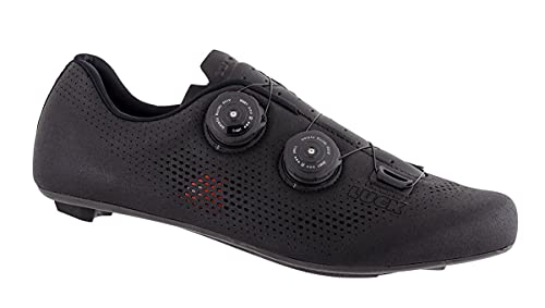 LUCK Perseo | Zapatillas Ciclismo Carretera para Hombre y Mujer | Suela de Carbono | Doble Cierre Rotativo | Zapatillas para Bicicleta de Carretera (42, Negro)