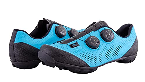 LUCK Poseidon | Zapatillas MTB para Hombre y Mujer | Suela de Carbono | Doble Cierre Rotativo | Zapatillas para Bicicleta de Montaña (39, Azul)