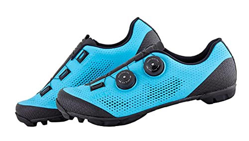 LUCK Poseidon | Zapatillas MTB para Hombre y Mujer | Suela de Carbono | Doble Cierre Rotativo | Zapatillas para Bicicleta de Montaña (39, Azul)