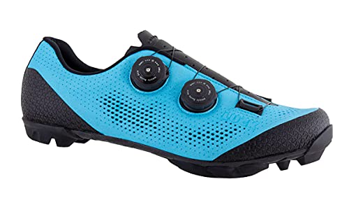 LUCK Poseidon | Zapatillas MTB para Hombre y Mujer | Suela de Carbono | Doble Cierre Rotativo | Zapatillas para Bicicleta de Montaña (39, Azul)