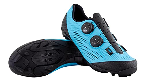 LUCK Poseidon | Zapatillas MTB para Hombre y Mujer | Suela de Carbono | Doble Cierre Rotativo | Zapatillas para Bicicleta de Montaña (39, Azul)