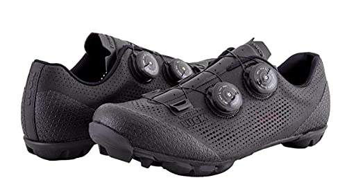 LUCK Poseidon | Zapatillas MTB para Hombre y Mujer | Suela de Carbono | Doble Cierre Rotativo | Zapatillas para Bicicleta de Montaña (43, Negro)