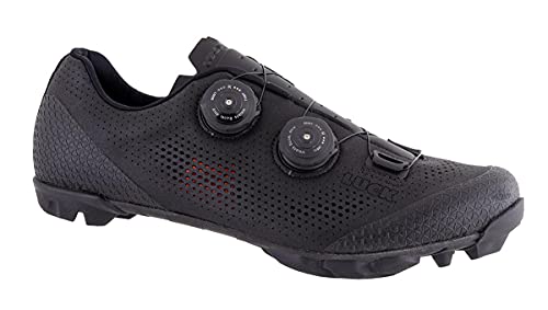 LUCK Poseidon | Zapatillas MTB para Hombre y Mujer | Suela de Carbono | Doble Cierre Rotativo | Zapatillas para Bicicleta de Montaña (43, Negro)