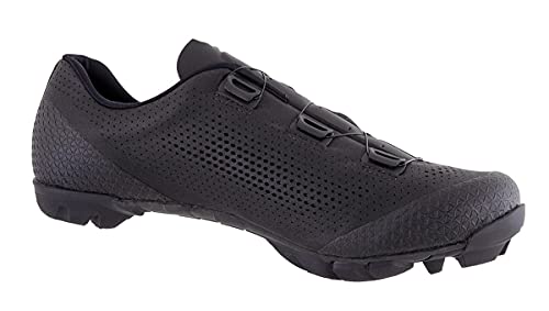 LUCK Poseidon | Zapatillas MTB para Hombre y Mujer | Suela de Carbono | Doble Cierre Rotativo | Zapatillas para Bicicleta de Montaña (43, Negro)