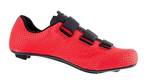 LUCK Zapatilla Ciclismo Carretera CALIPSO para Hombre y Mujer | Suela de Carbono | Cierre Milimétrico | Bicicleta de Carretera (43, Rojo)