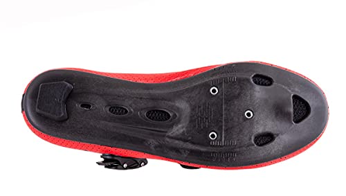 LUCK Zapatilla Ciclismo Carretera CALIPSO para Hombre y Mujer | Suela de Carbono | Cierre Milimétrico | Bicicleta de Carretera (43, Rojo)