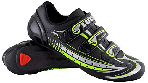 LUCK Zapatilla de Ciclismo Mega, para Carretera, con Suela de Carbono y Triple Tira de Velcro. (41 EU)