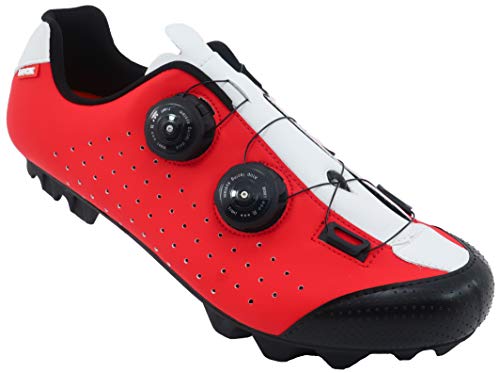 LUCK Zapatilla de Ciclismo MTB Eros con Doble Cierre rotativo de Alta precisión. (43 EU, Rojo)