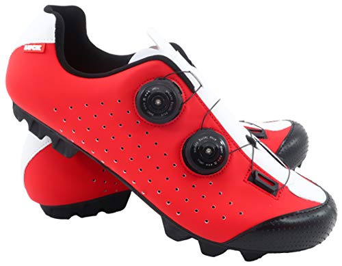 LUCK Zapatilla de Ciclismo MTB Eros con Doble Cierre rotativo de Alta precisión. (43 EU, Rojo)