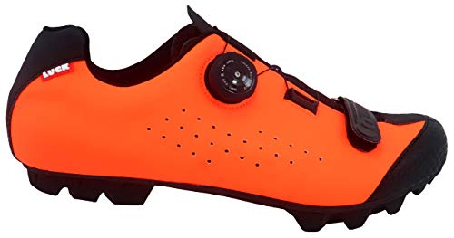 LUCK Zapatilla de Ciclismo MTB ÍCARO con Suela de Carbono y Sistema rotativo de precisión acompañada de un Velcro. (37 EU, Naranja)