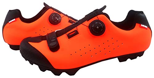 LUCK Zapatilla de Ciclismo MTB ÍCARO con Suela de Carbono y Sistema rotativo de precisión acompañada de un Velcro. (37 EU, Naranja)