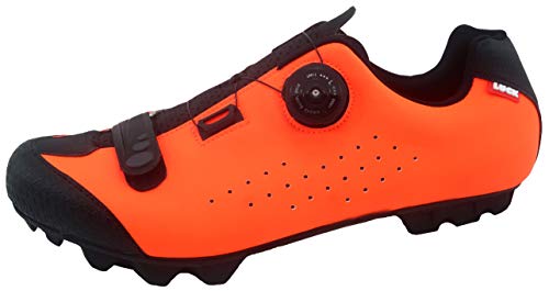 LUCK Zapatilla de Ciclismo MTB ÍCARO con Suela de Carbono y Sistema rotativo de precisión acompañada de un Velcro. (42 EU, Naranja)