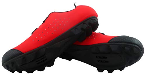 LUCK Zapatilla de Ciclismo MTB ÍCARO con Suela de Carbono y Sistema rotativo de precisión acompañada de un Velcro. (42 EU, Rojo)