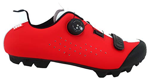LUCK Zapatilla de Ciclismo MTB ÍCARO con Suela de Carbono y Sistema rotativo de precisión acompañada de un Velcro. (43 EU, Rojo)