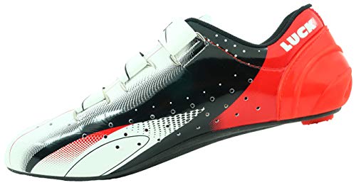 LUCK Zapatillas de Ciclismo EVO, para Carretera, con Suela de Carbono,Muy rigida y Ligera y Triple Tira de Velcro. (47 EU)