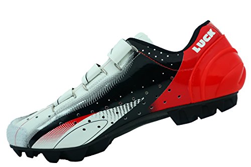 LUCK Zapatillas de Ciclismo Extreme 3.0 MTB,con Suela de Carbono y Triple Tira de Velcro de sujeción ademas de Puntera de Refuerzo. (39 EU, Rojo)